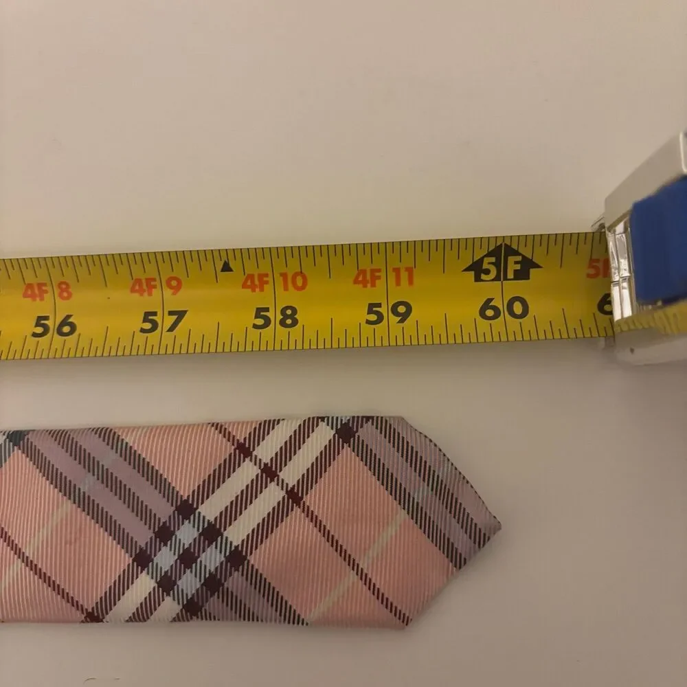 Burberry Neck Tie Pink Plaid Pattern Designer Rare Color Burberry